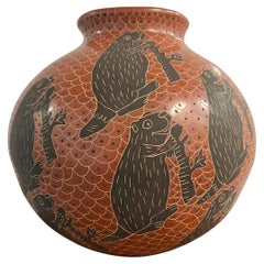 Cecilia Gardo Villalpando Mata Ortiz Cheeky Beaver Pot