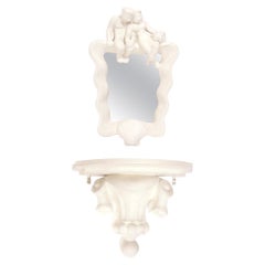 Cecilia Graham 1930s Plaster Mirror and Wall Mounted Console Table Shelf