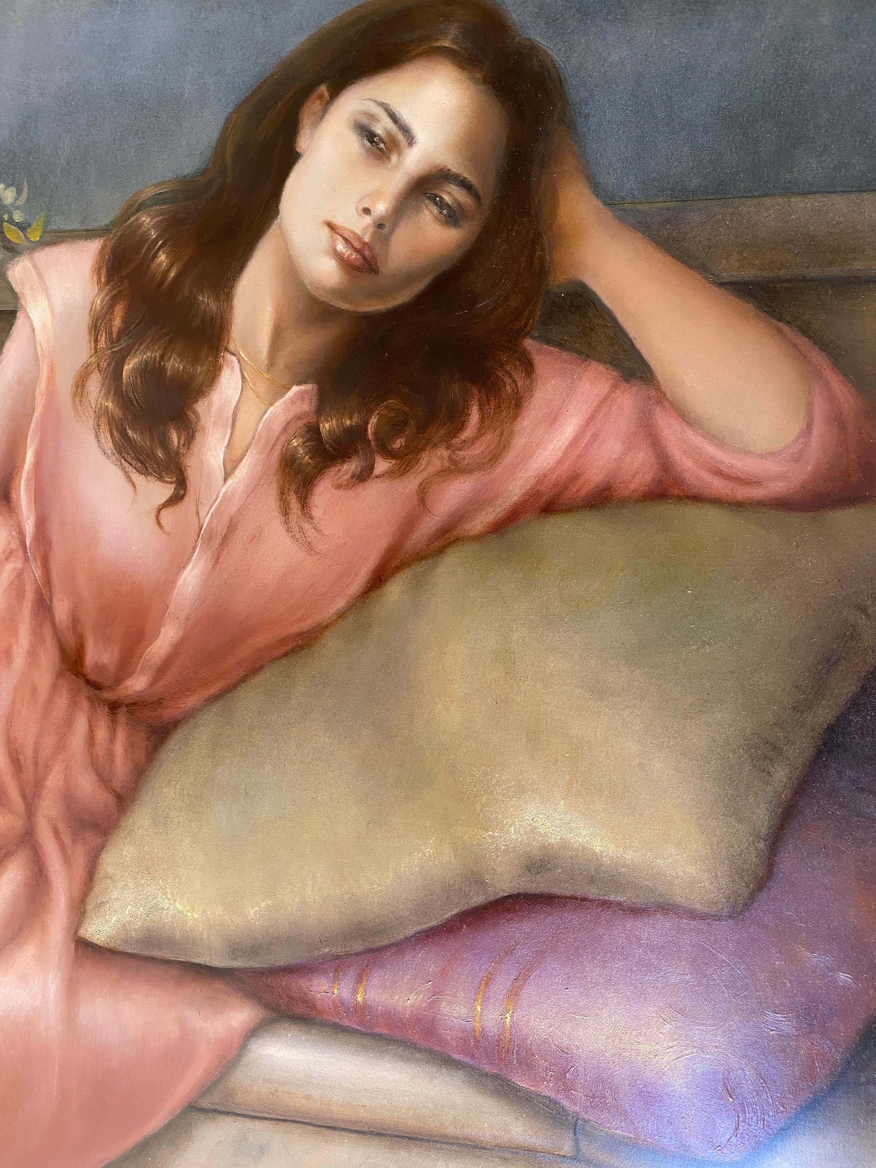 « Homenaje a Waterhouse », scène romantique dans le style préraphaélite. Huile sur panneau en vente 5