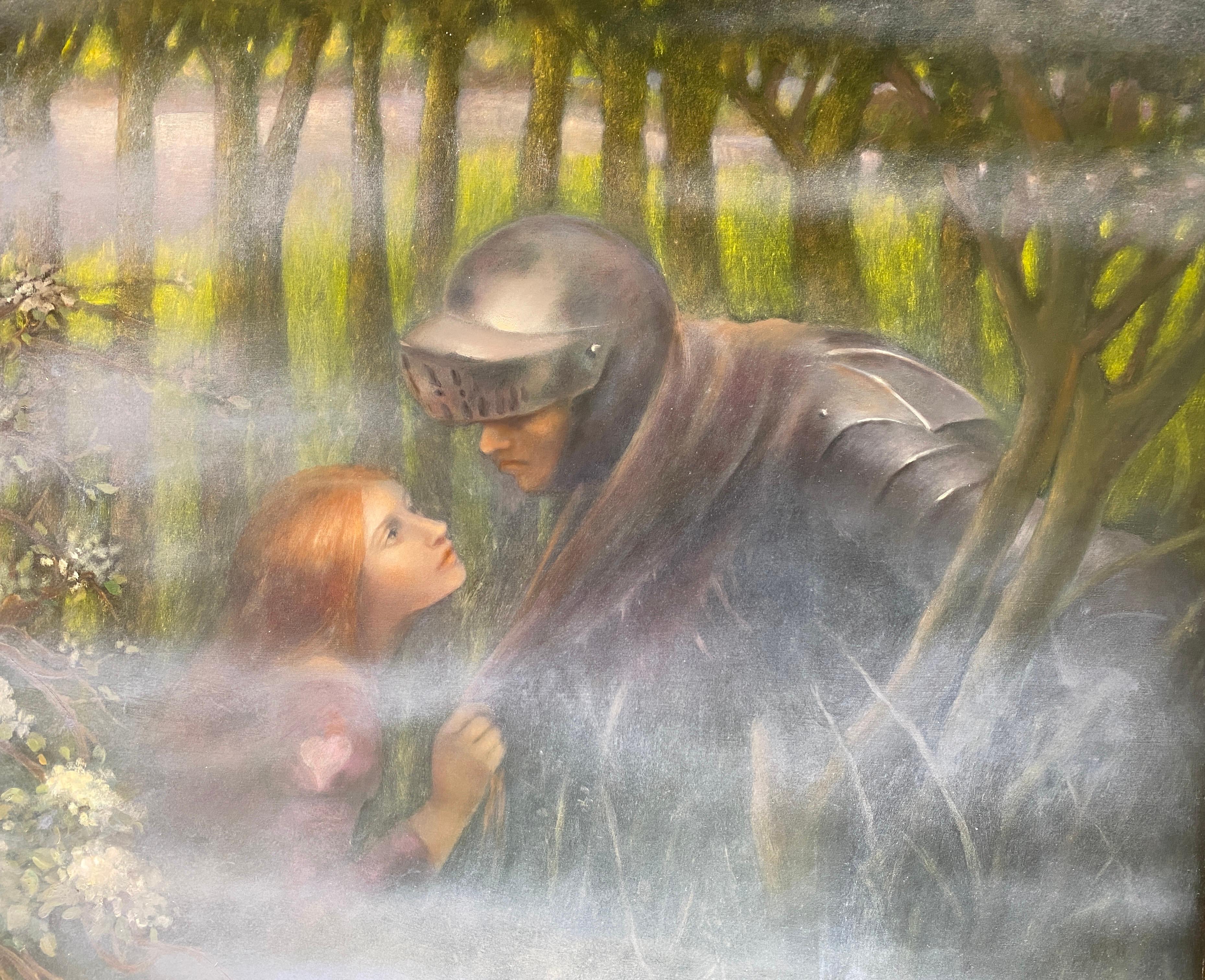 « Homenaje a Waterhouse », scène romantique dans le style préraphaélite. Huile sur panneau en vente 4