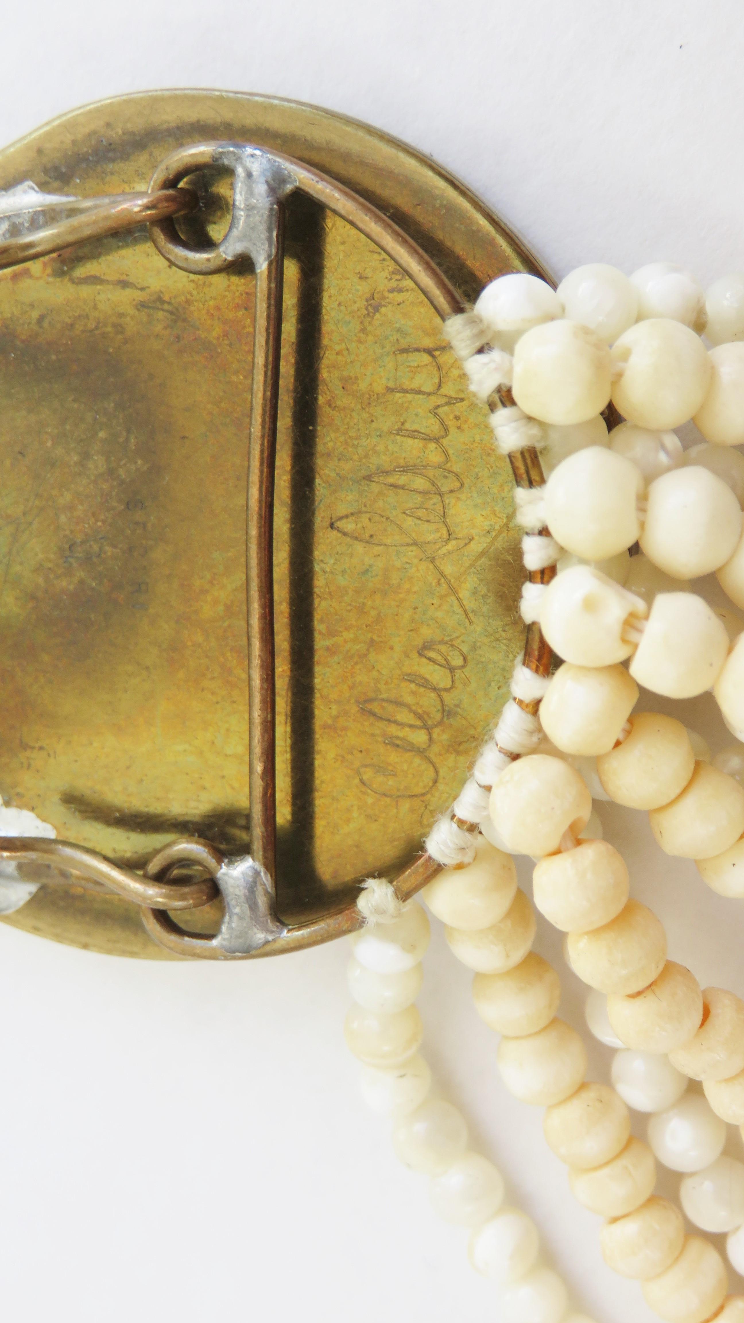 Cecilia Sebiri Torsade Shell Inlaid Necklace 1970s For Sale 4