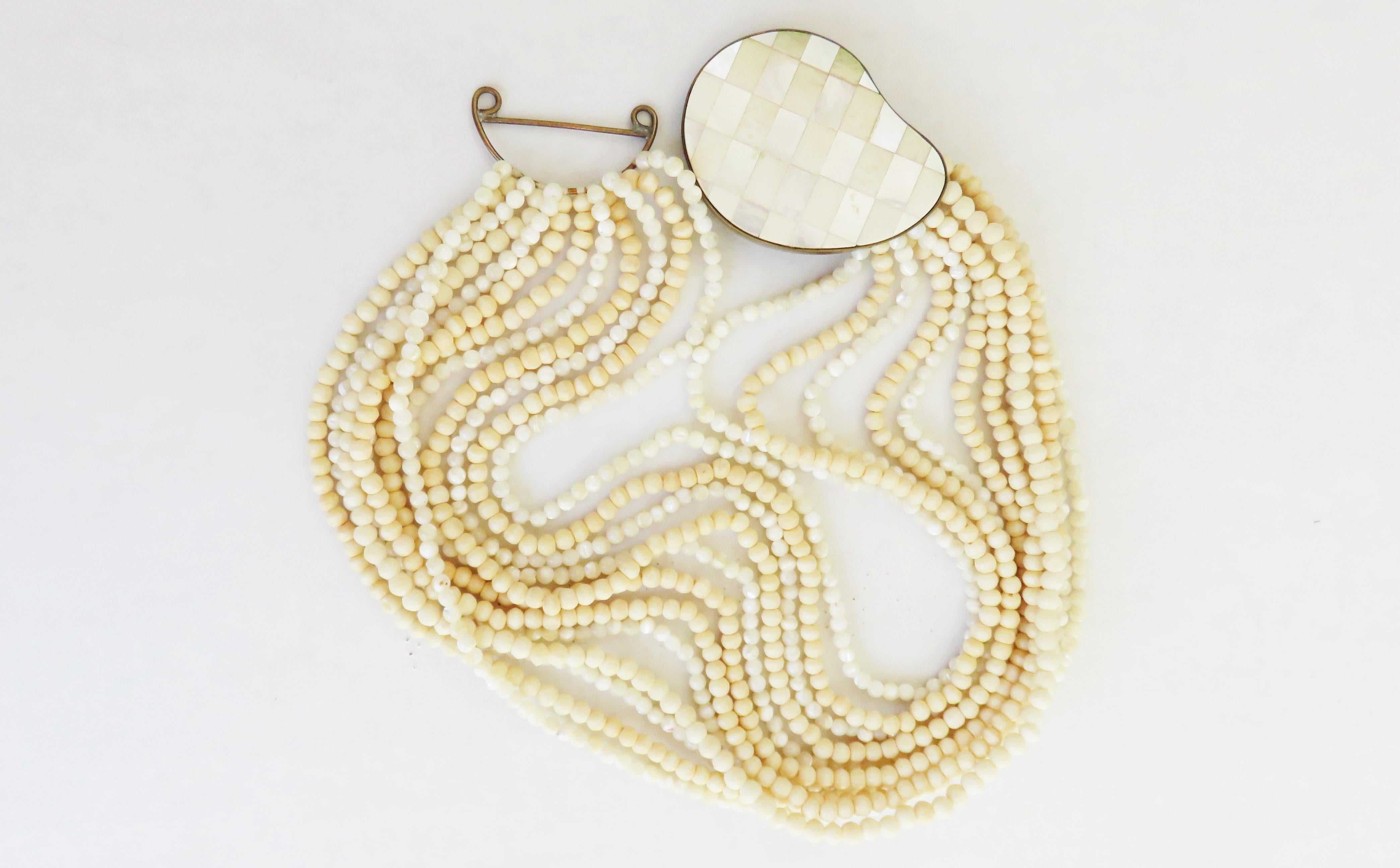 Cecilia Sebiri Torsade Shell Inlaid Necklace 1970s 2