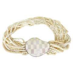 Vintage Cecilia Sebiri Torsade Shell Inlaid Necklace 1970s