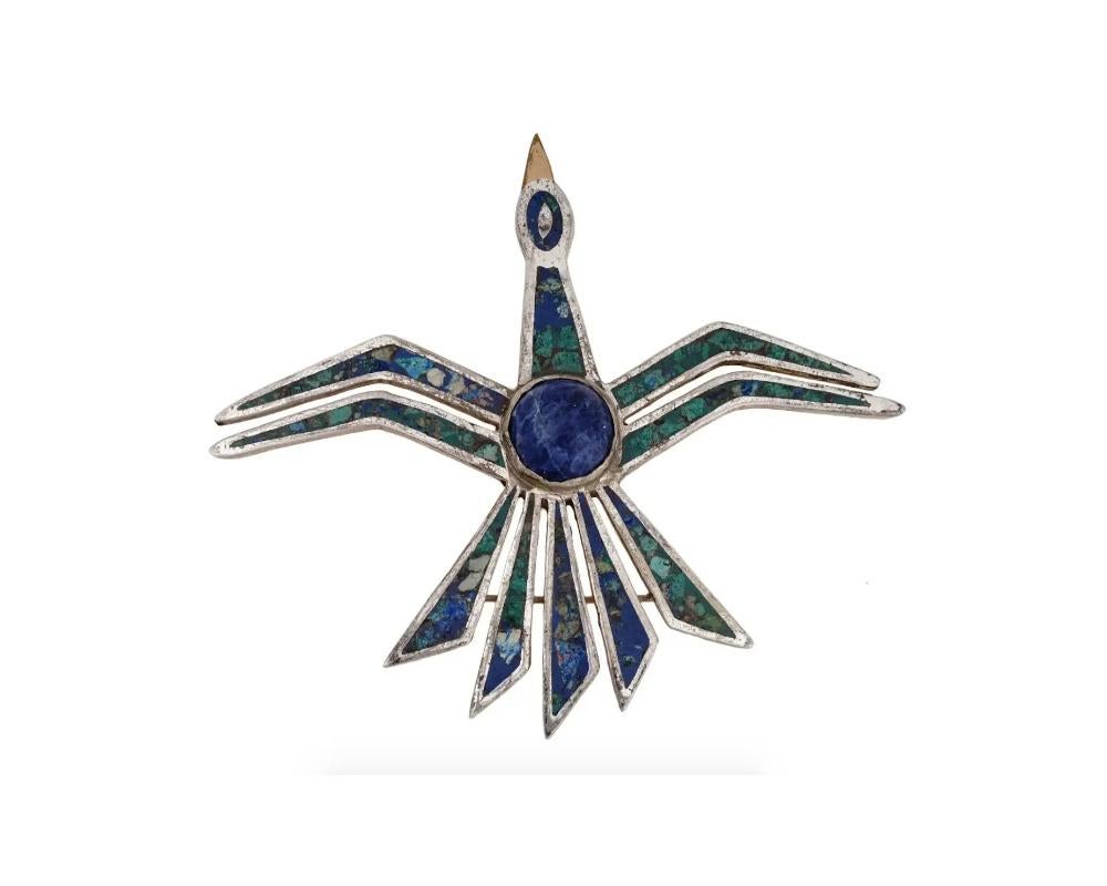 Native American Cecilia Tono Mexican Sterling Silver Bird Brooch For Sale