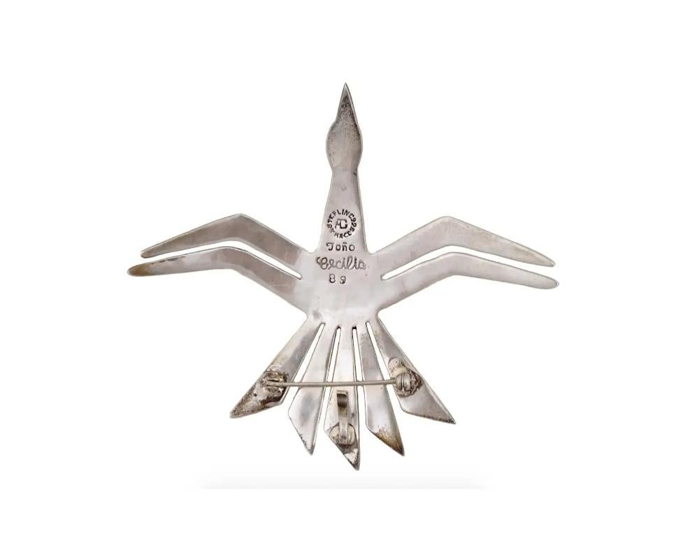 Cecilia Tono Mexican Sterling Silver Bird Brooch In Good Condition For Sale In New York, NY