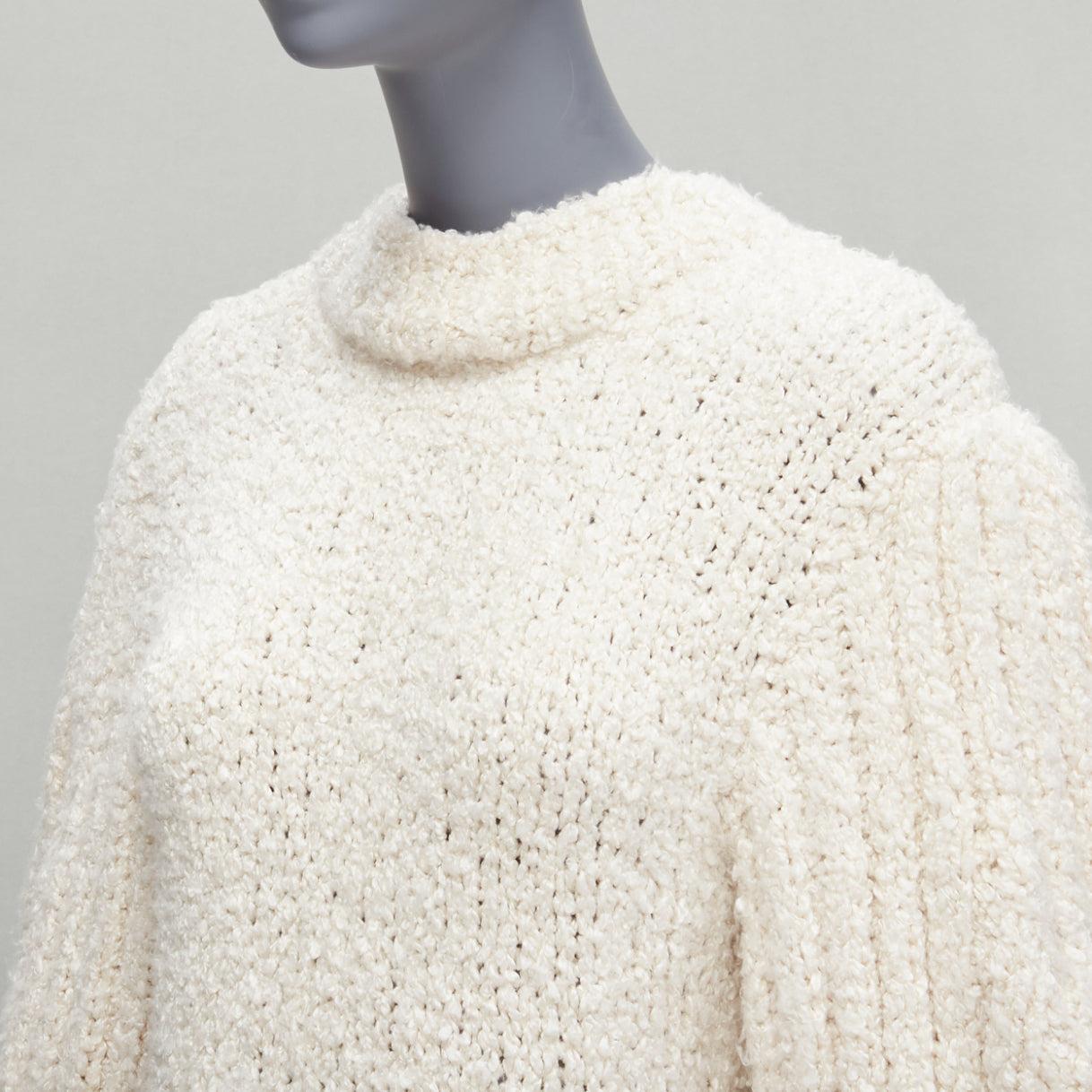 CECILIE BAHNSEN 2020 Latifa 100% silk knitted backless puff sleeves dress UK8 S For Sale 3