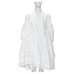CECILIE BAHNSEN 2021 Amelie Weißes, übergroßes, ausgestelltes Moomoo-Kleid mit ausgestellter Krawatte XS US0