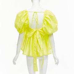 CECILIE BAHNSEN 2021 Babett yellow textured puff sleeve babydoll top UK6 XS