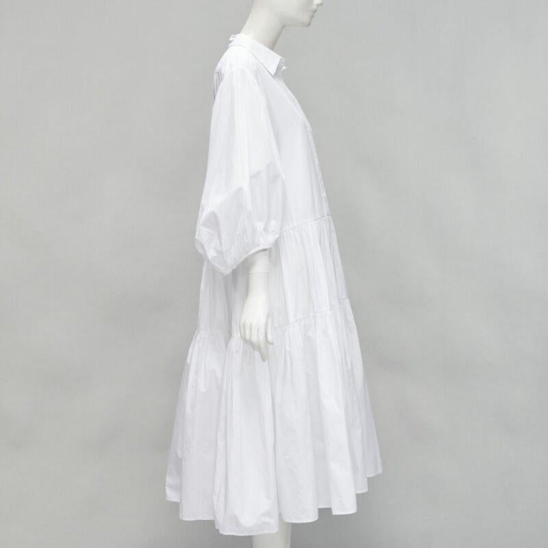 CECILIE BAHNSEN Amy Vestido acampanado de popelina de algodón blanco con volantes UK6 S en Excelente estado para la venta en Hong Kong, NT