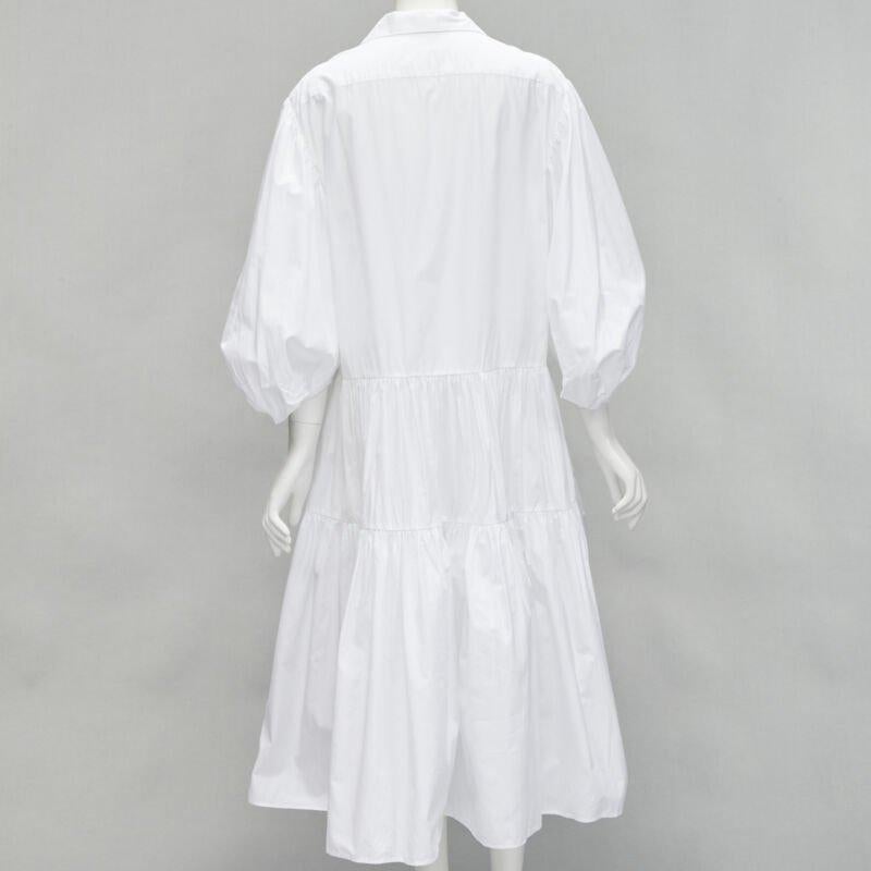 De las mujeres CECILIE BAHNSEN Amy Vestido acampanado de popelina de algodón blanco con volantes UK6 S en venta