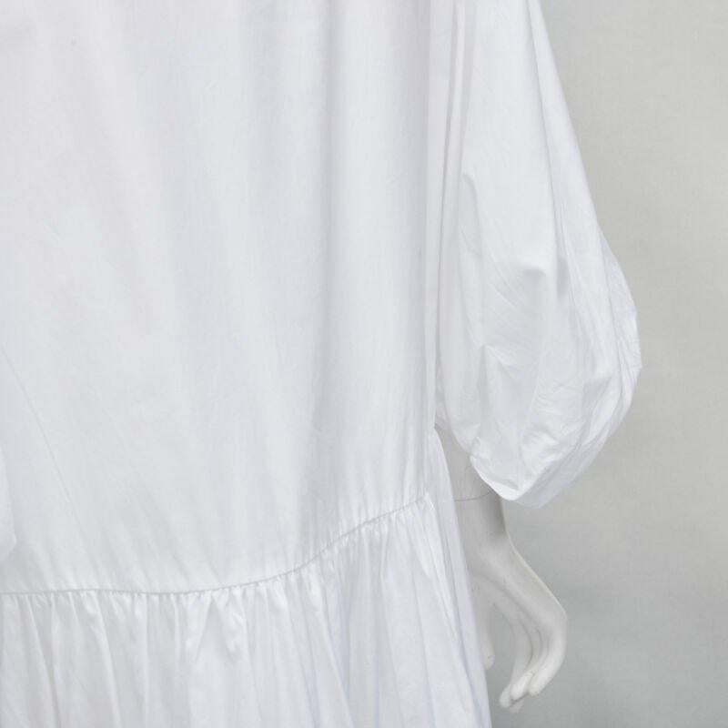 CECILIE BAHNSEN Amy Vestido acampanado de popelina de algodón blanco con volantes UK6 S en venta 2