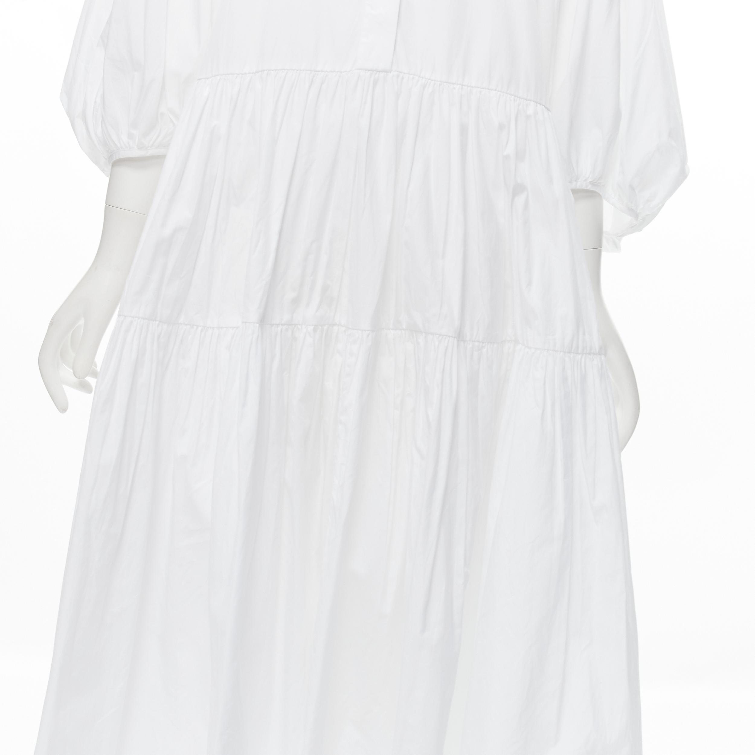 Women's CECILIE BAHNSEN Amy white cotton poplin tiered shirred flared moumou dress UK6 S For Sale