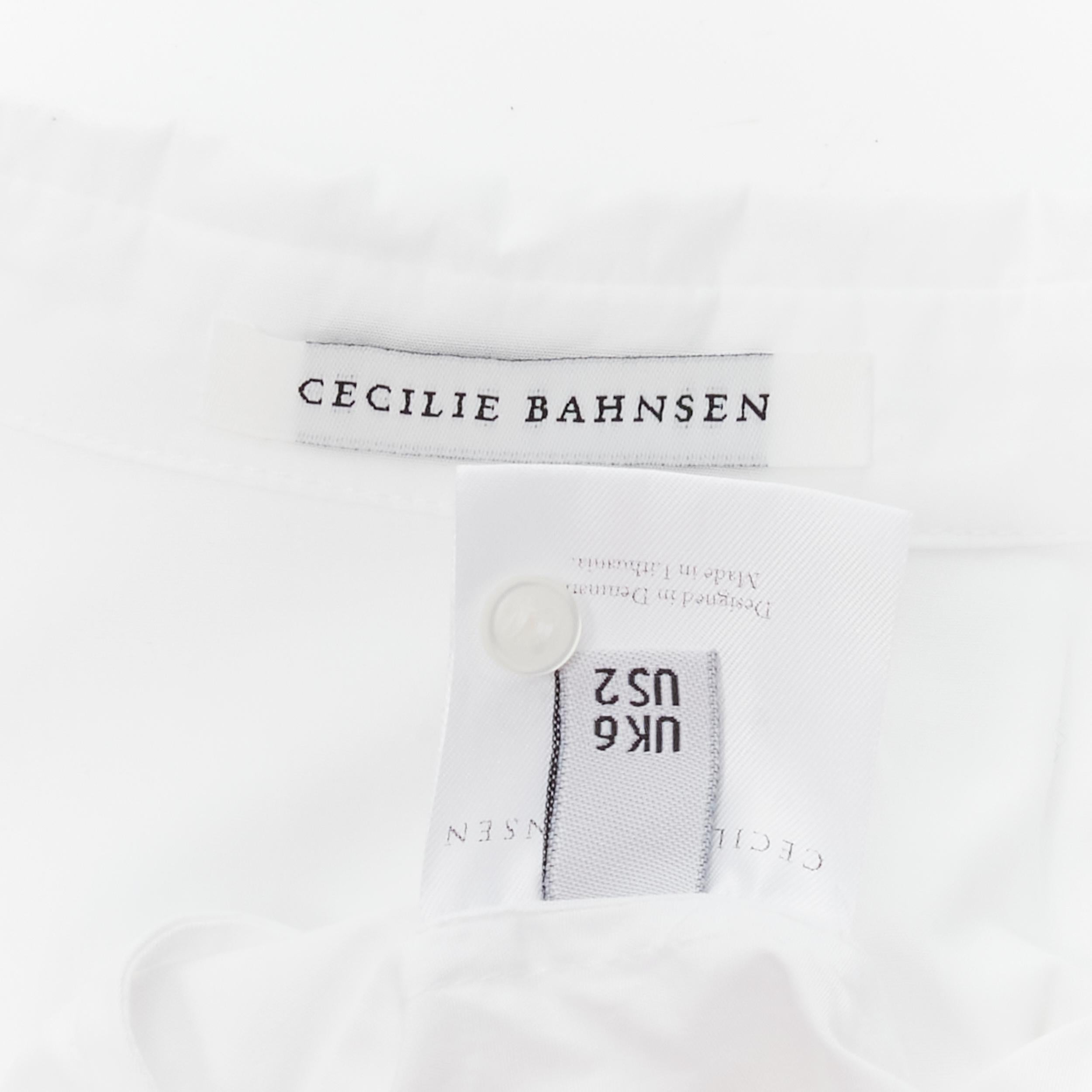 CECILIE BAHNSEN Amy white cotton poplin tiered shirred flared moumou dress UK6 S For Sale 1