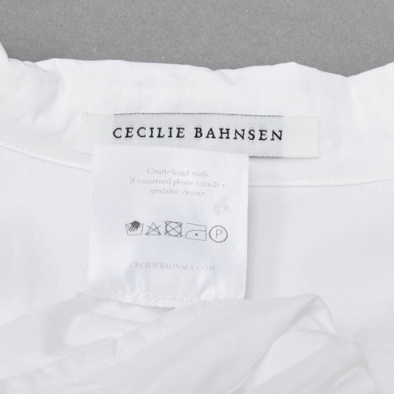 CECILIE BAHNSEN Amy Vestido acampanado de popelina de algodón blanco con volantes UK6 S en venta 4