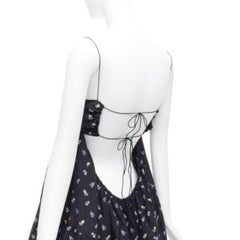 CECILIE BAHNSEN noir floral empire babydoll string strap flared dress US6 M