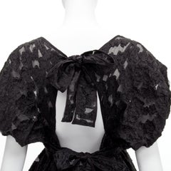 CECILIE BAHNSEN Schwarzes durchsichtiges besticktes schwarzes Ausschnitt-Krawattenkleid UK8 S