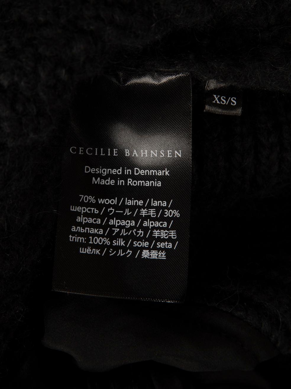 Cecilie Bahnsen Black Wool Back Tie Knit Jumper Size XS 2