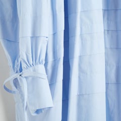Cecilie Bahnsen Blusa FR38 Baby Blue Cotone con volant Maxi Camicia UK10 US6/8
