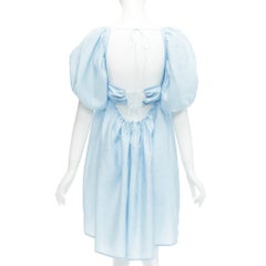 CECILIE BAHNSEN abito babydoll a sbuffo in misto seta blu e seta rosa UK6 XS