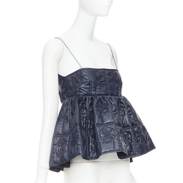 CECILIE BAHNSEN Celina Quilted Peplum Top UK6 For Sale at 1stDibs