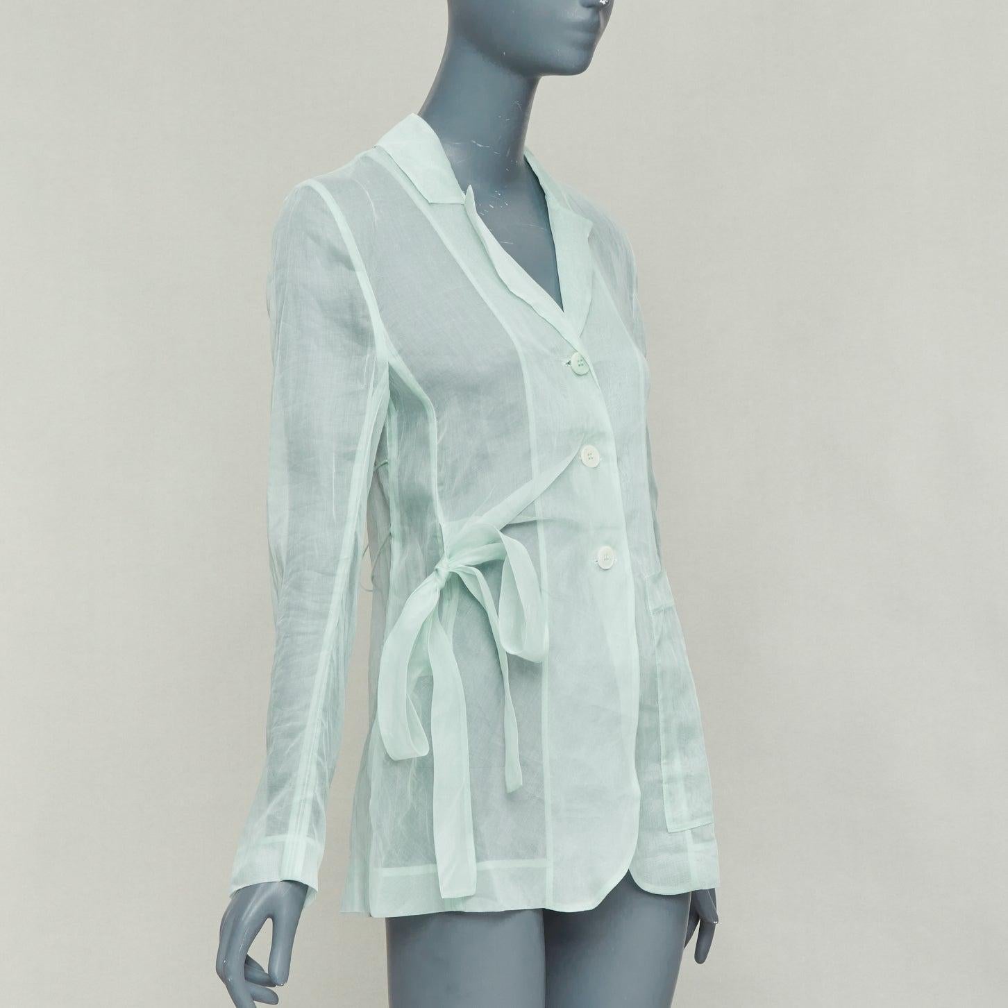 CECILIE BAHNSEN Fisola blazer de algodón verde menta con lazo en la cintura UK8 S en Nuevo estado para la venta en Hong Kong, NT