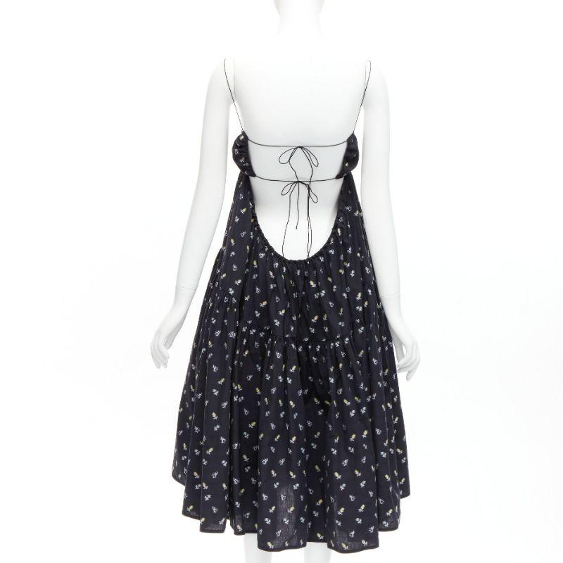 CECILIE BAHNSEN florales Empire Taille String Strap Babydoll ausgestelltes Kleid US6 M Damen im Angebot