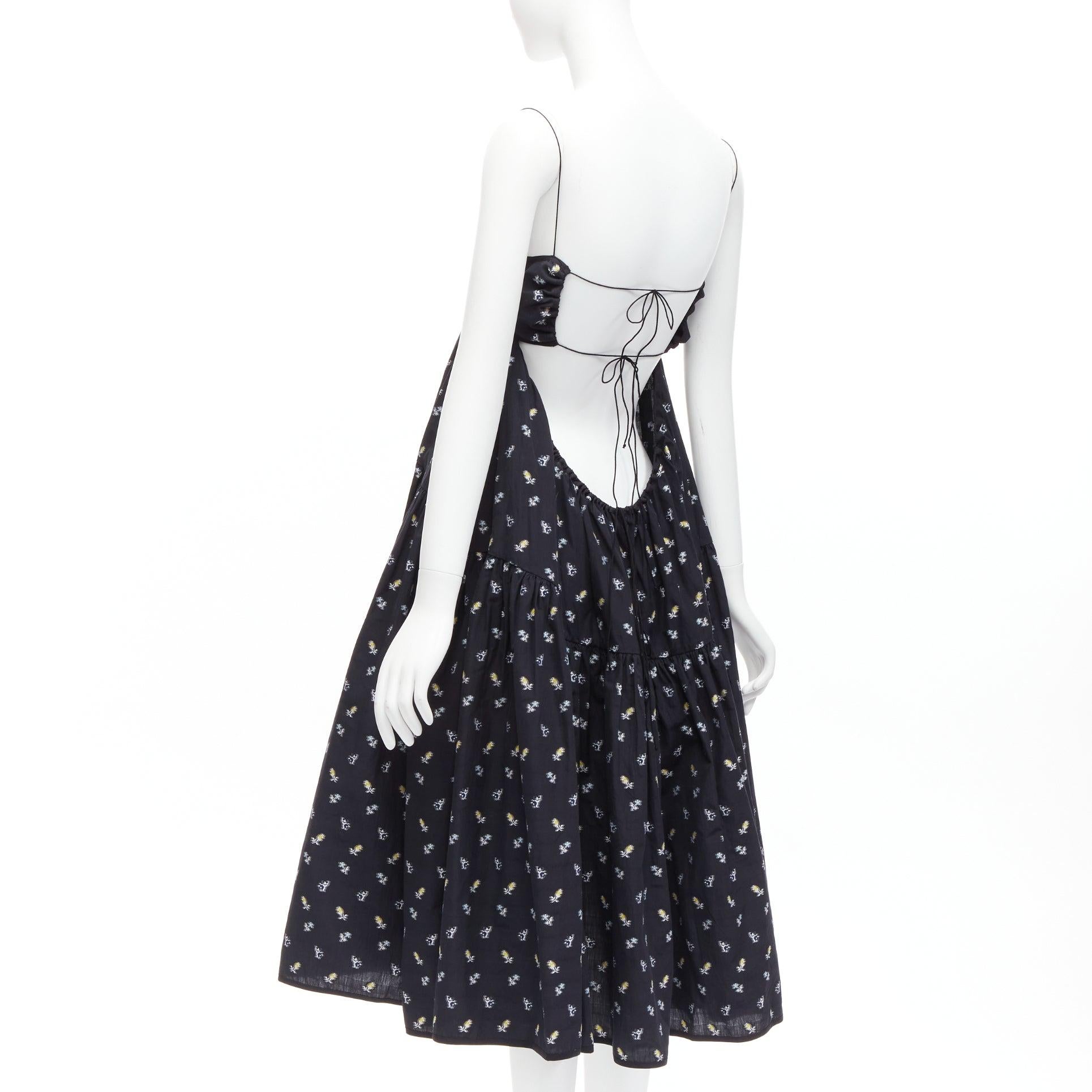 CECILIE BAHNSEN florales Empire Taille String Strap Babydoll ausgestelltes Kleid US6 M im Angebot 1