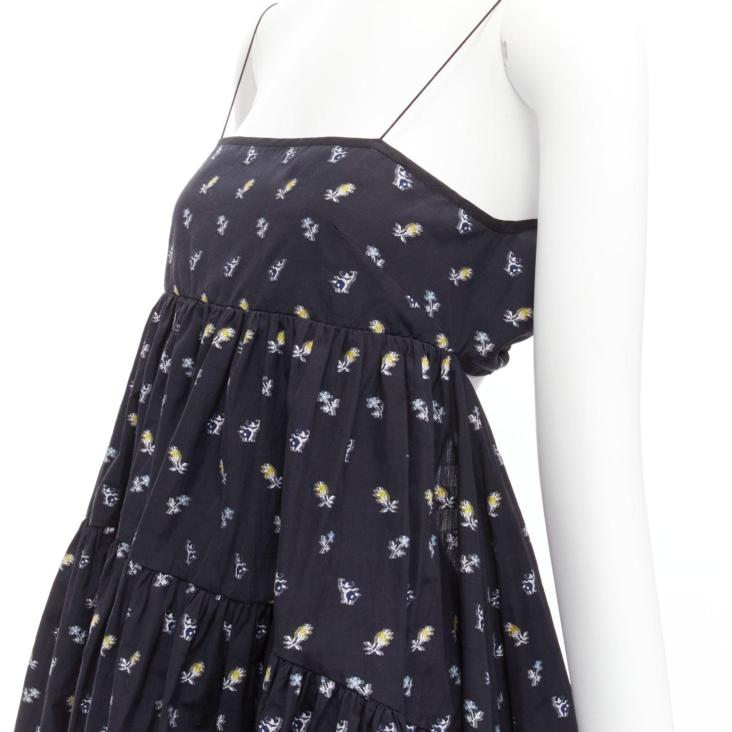 CECILIE BAHNSEN florales Empire Taille String Strap Babydoll ausgestelltes Kleid US6 M im Angebot 2