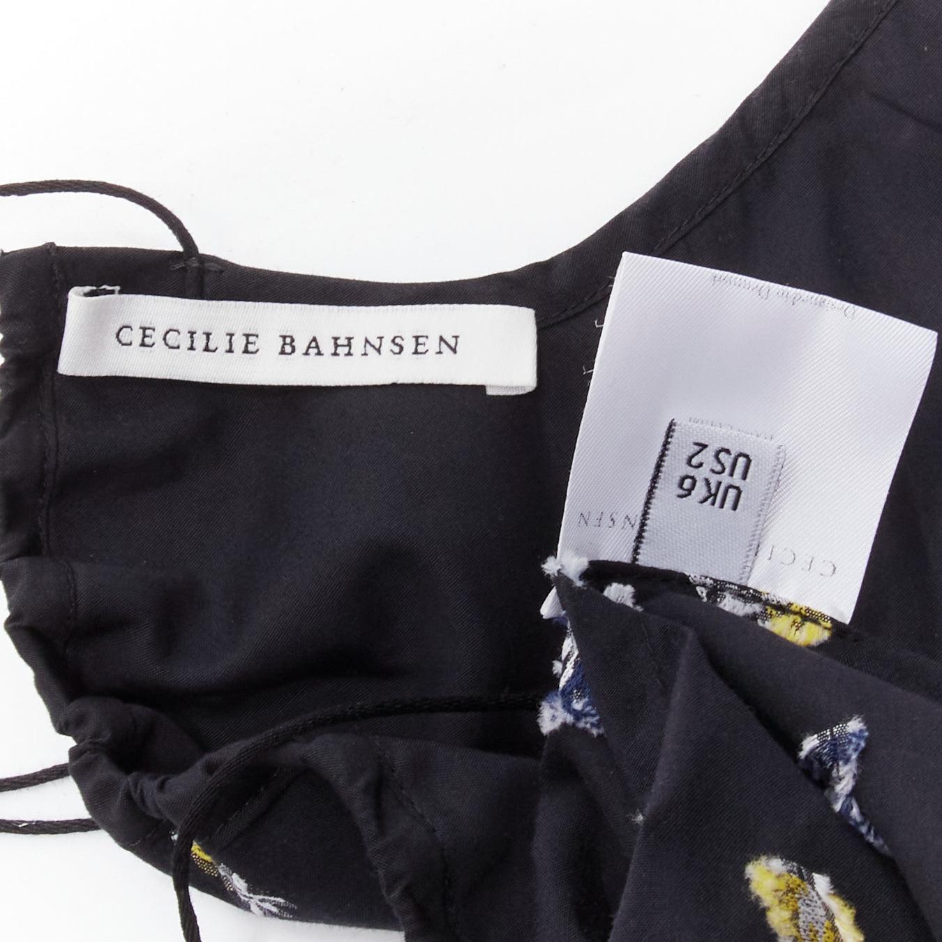 CECILIE BAHNSEN florales Empire Taille String Strap Babydoll ausgestelltes Kleid US6 M im Angebot 3