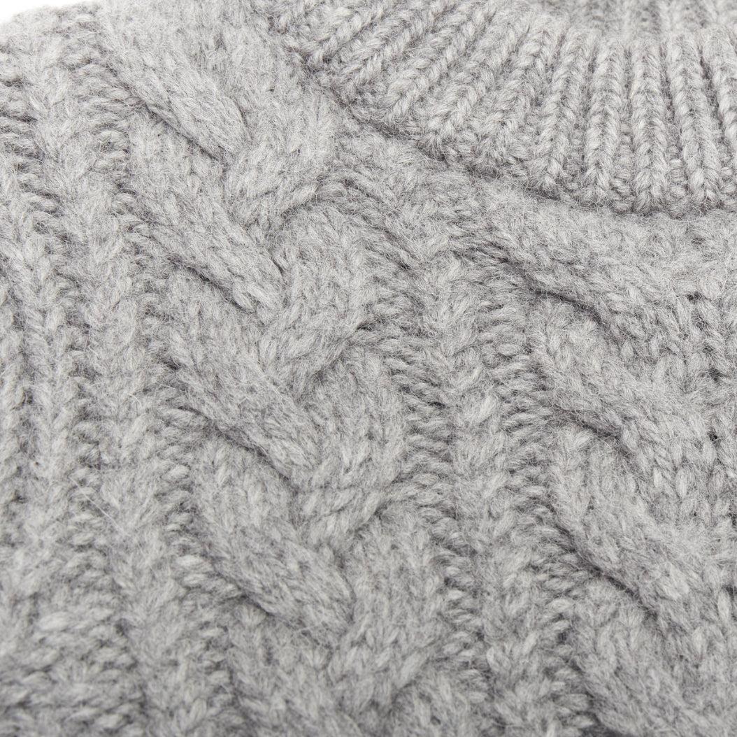 CECILIE BAHNSEN graue Wolle grob gestrickt 100% Seide versetzt zurück Krawatte Pullover XS im Angebot 1