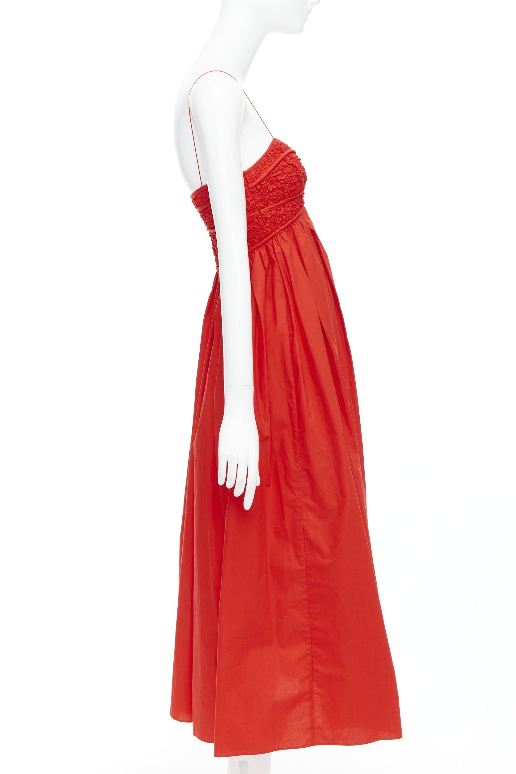 CECILIE BAHNSEN Heather poppy red cotton blend cloque dress UK8 L In New Condition For Sale In Hong Kong, NT