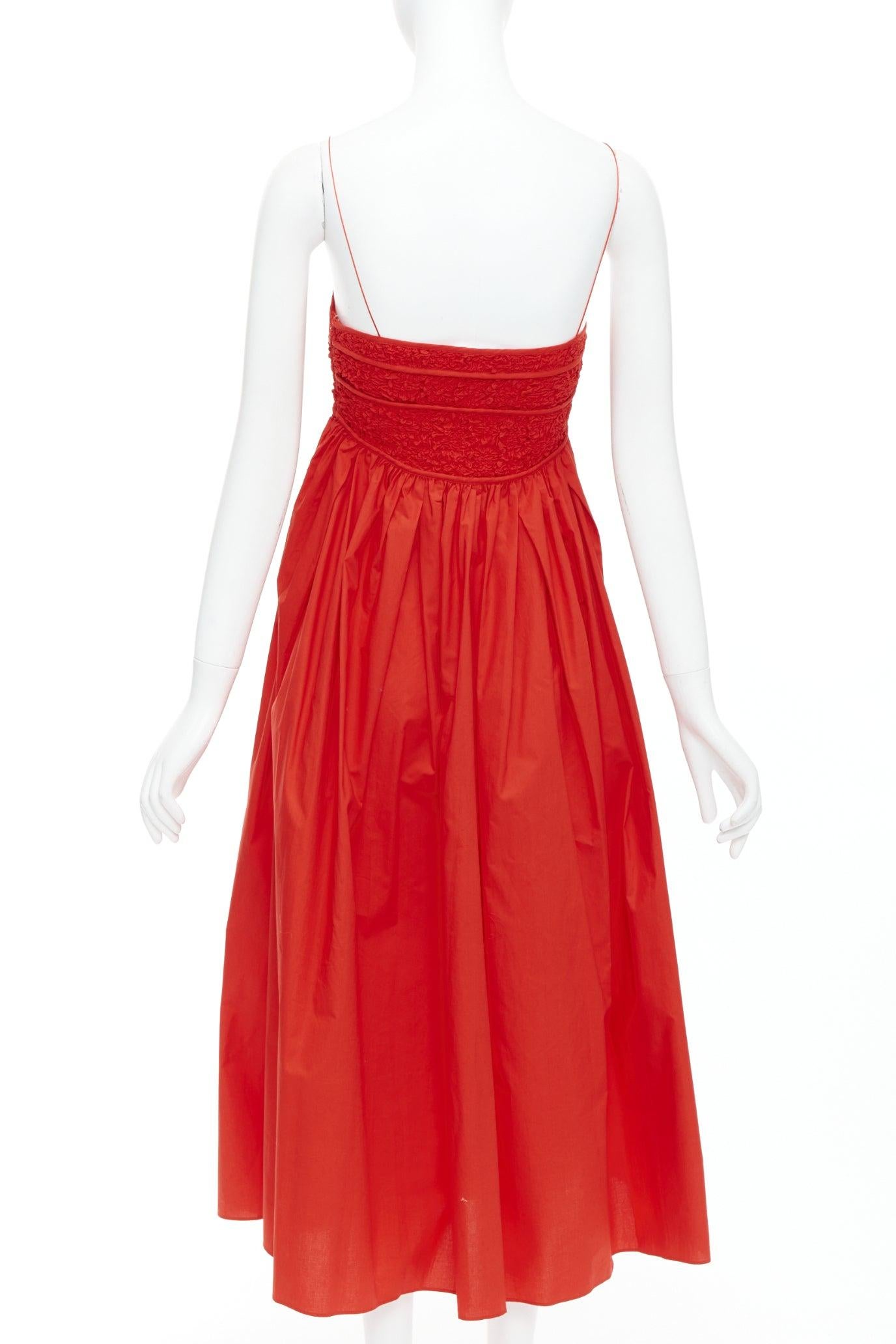 Women's CECILIE BAHNSEN Heather poppy red cotton blend cloque dress UK8 L For Sale