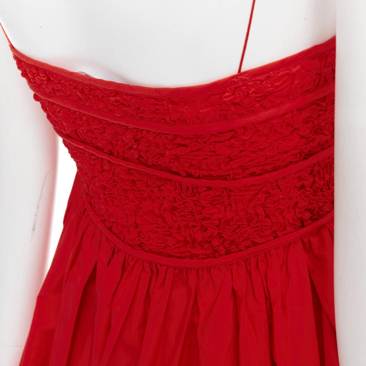 CECILIE BAHNSEN Heather poppy red cotton blend cloque dress UK8 L For Sale 2