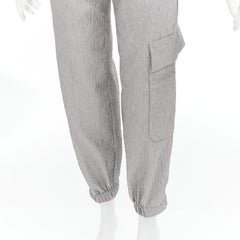 CECILIE BAHNSEN Jackson grey matelasse cloque cargo track pants UK6 XS