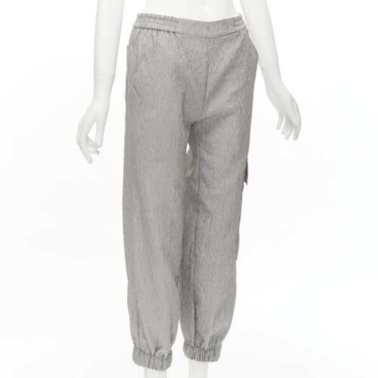 Gray CECILIE BAHNSEN Jackson grey matelasse cloque cargo track pants UK6 XS For Sale