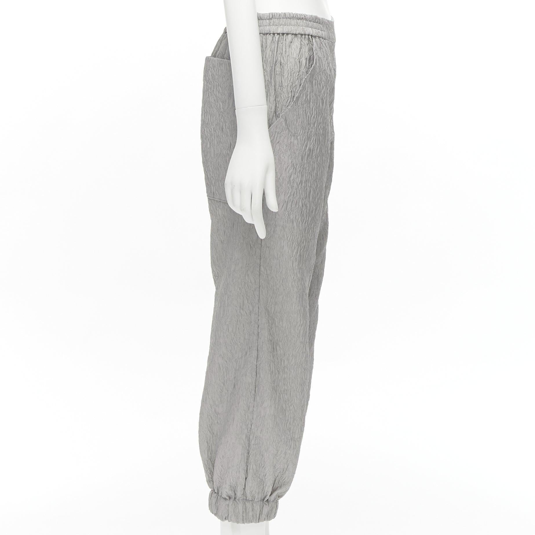 CECILIE BAHNSEN Jackson grey matelasse cloque cargo track pants UK6 XS In Excellent Condition For Sale In Hong Kong, NT