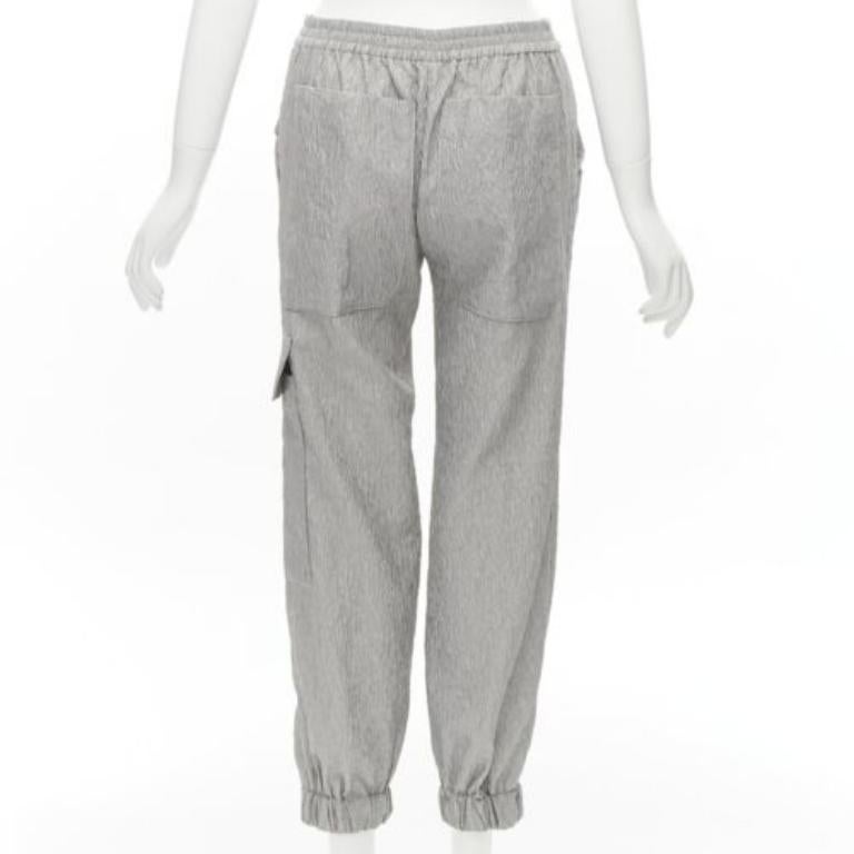 Women's CECILIE BAHNSEN Jackson grey matelasse cloque cargo track pants UK6 XS For Sale