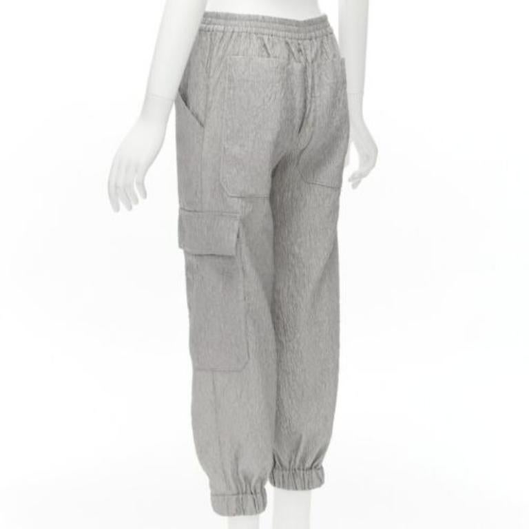 CECILIE BAHNSEN Jackson grey matelasse cloque cargo track pants UK6 XS For Sale 1