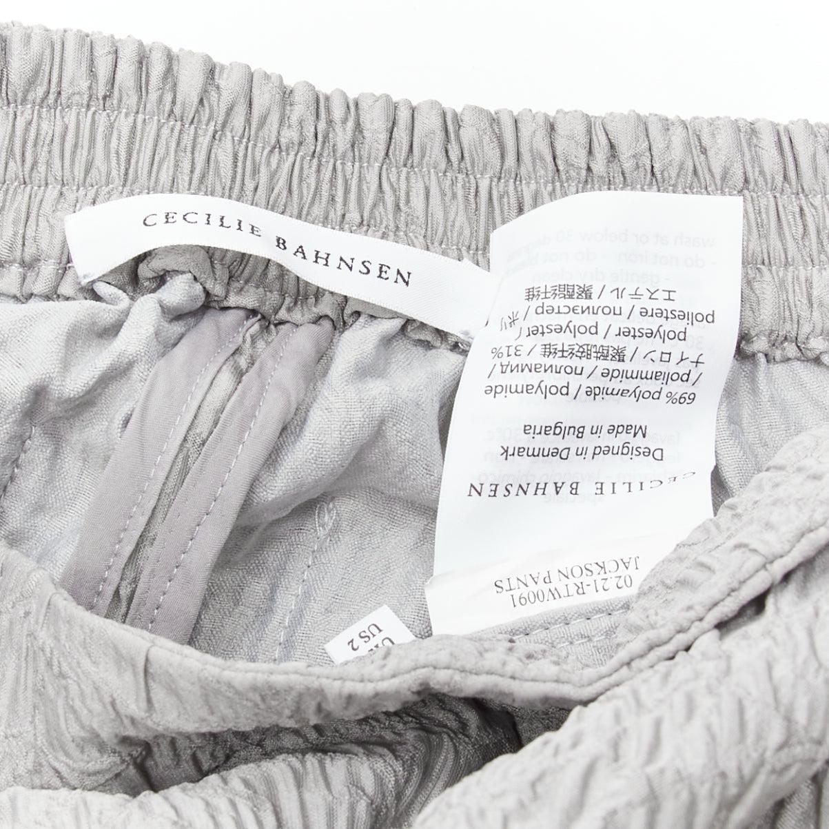 CECILIE BAHNSEN Jackson grey matelasse cloque cargo track pants UK6 XS For Sale 3