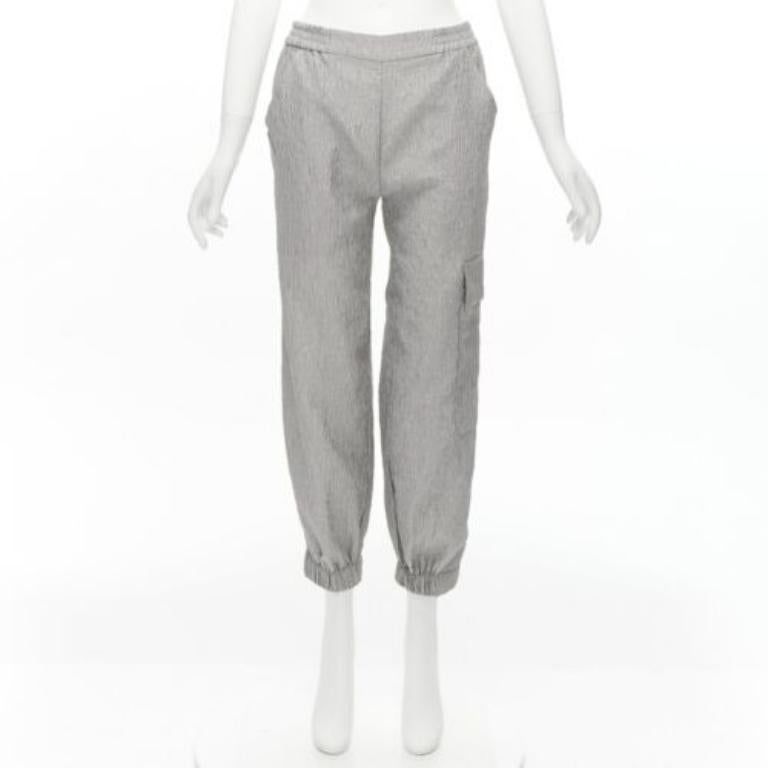CECILIE BAHNSEN Jackson grey matelasse cloque cargo track pants UK6 XS For Sale 4