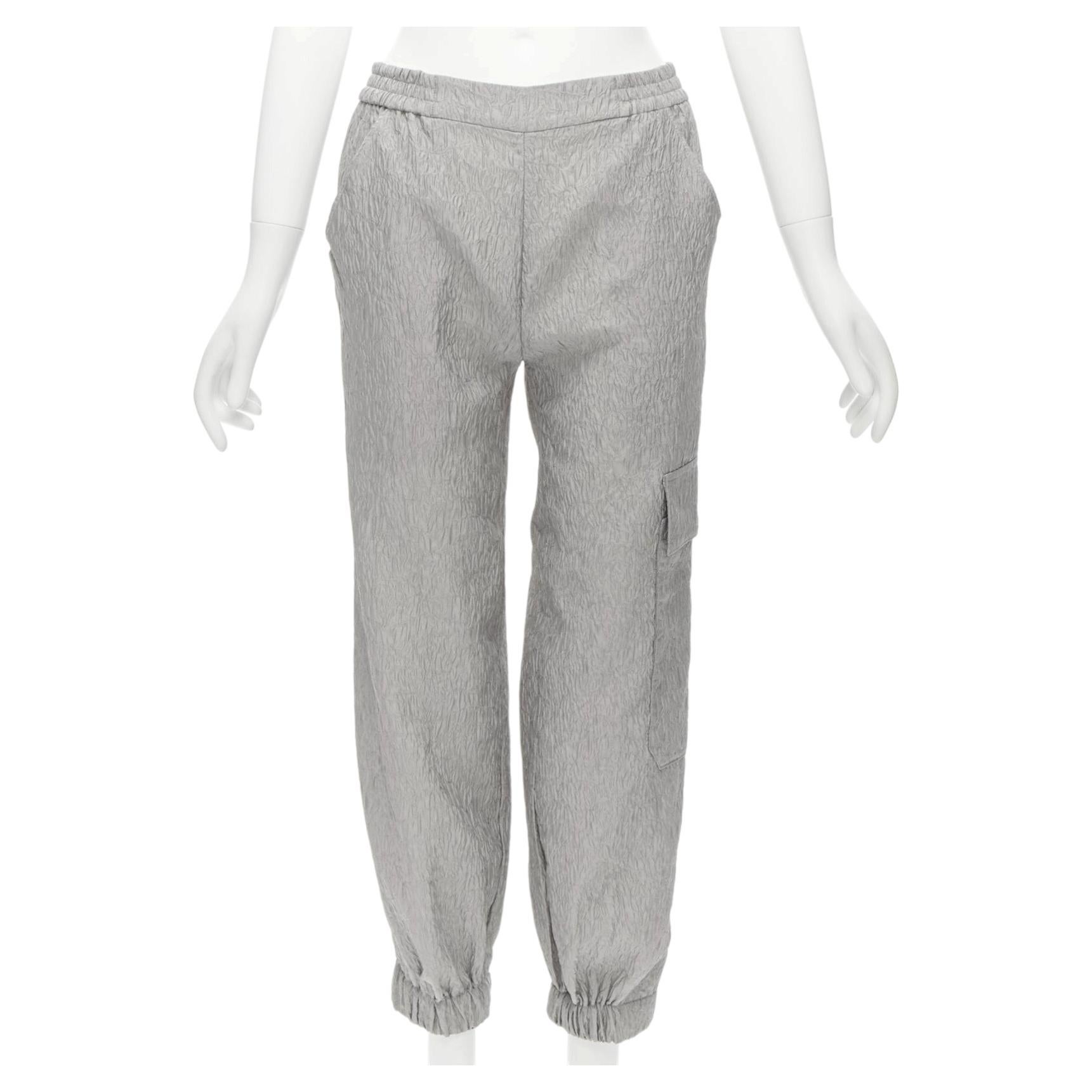 Pre-owned Cecilie Bahnsen Jackson Grey Matelasse Cloque Cargo Track Pants Uk6 Xs In Gray