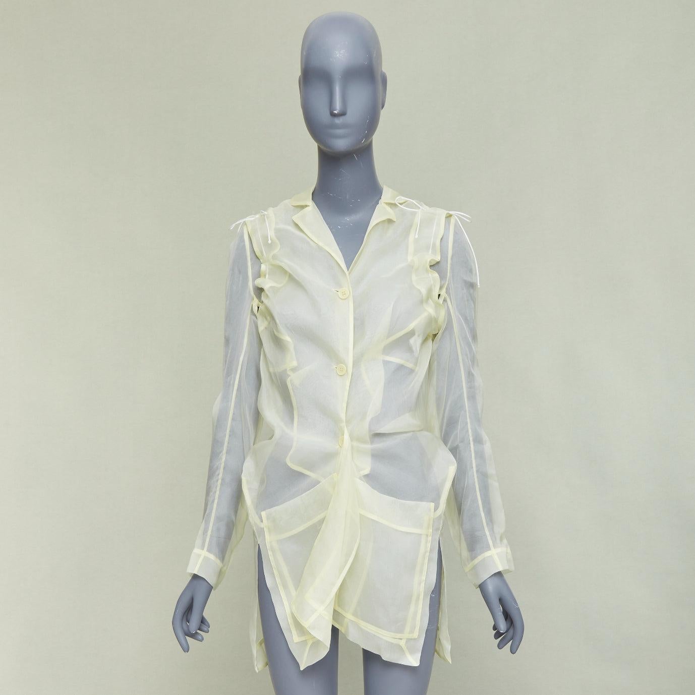 CECILIE BAHNSEN Jaughna buttermilchgelb 100% Seide dekonstruierter Blazer UK8 S im Angebot 6