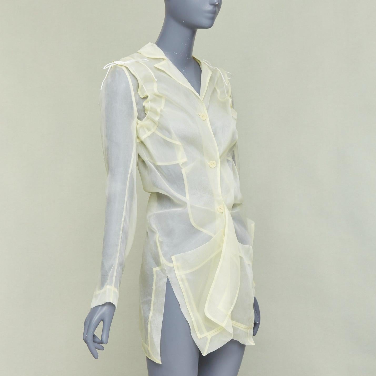 CECILIE BAHNSEN Jaughna buttermilchgelb 100% Seide dekonstruierter Blazer UK8 S im Zustand „Gut“ im Angebot in Hong Kong, NT