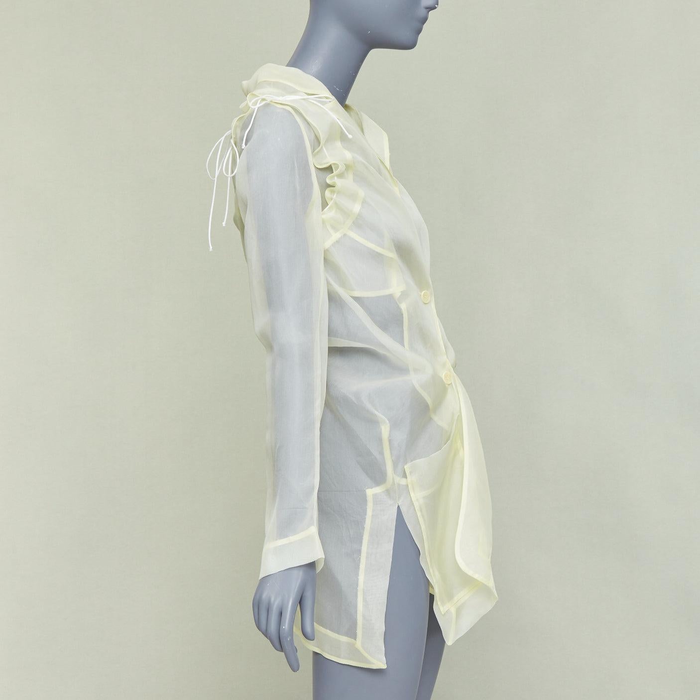 CECILIE BAHNSEN Jaughna buttermilchgelb 100% Seide dekonstruierter Blazer UK8 S Damen im Angebot