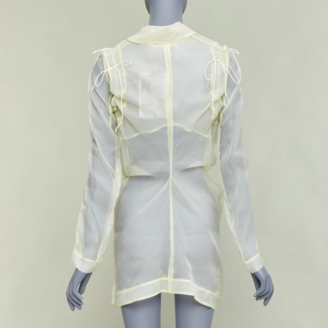 CECILIE BAHNSEN Jaughna buttermilchgelb 100% Seide dekonstruierter Blazer UK8 S im Angebot 1