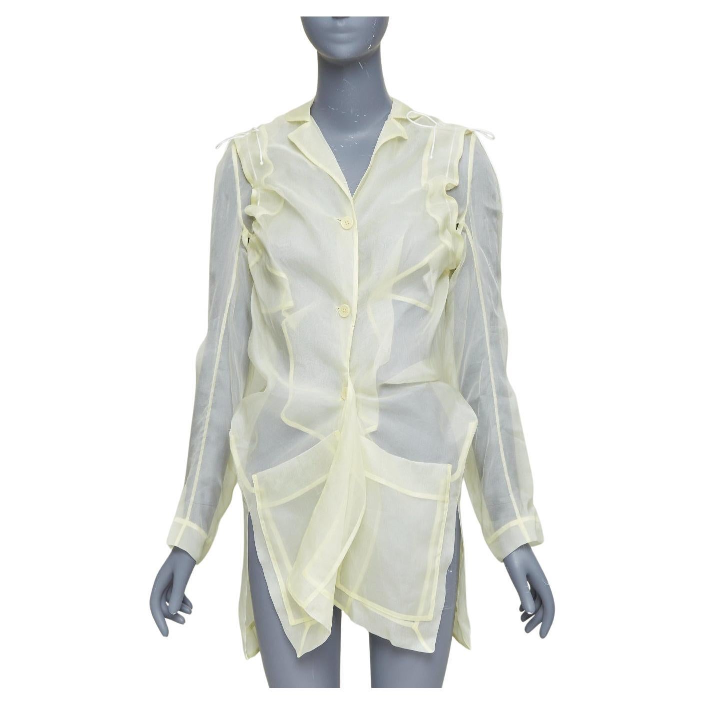 CECILIE BAHNSEN Jaughna buttermilk yellow 100% silk deconstructed blazer UK8 S