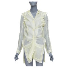 CECILIE BAHNSEN Jaughna buttermilk yellow 100% silk deconstructed blazer UK8 S