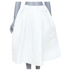 CECILIE BAHNSEN Mala Plumeria white matelasse floral overstitch skirt UK8 S