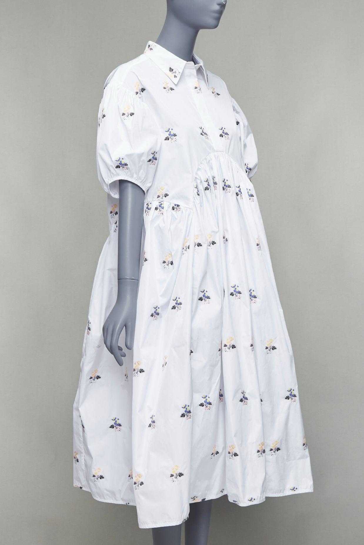 Gray CECILIE BAHNSEN Mikko Hawthorn floral jacquard white voluminous dress UK12 L
