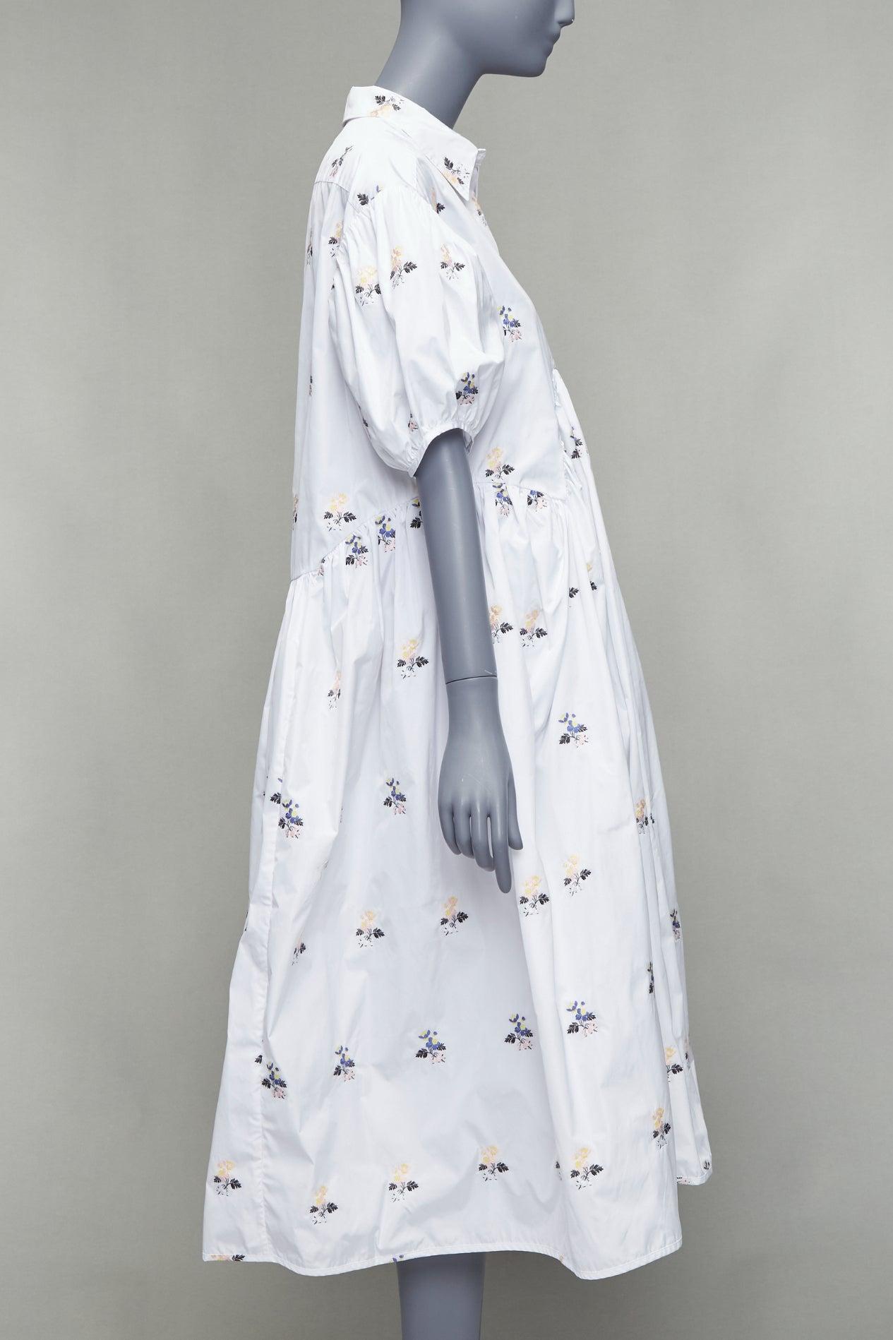 CECILIE BAHNSEN Mikko Hawthorn floral jacquard white voluminous dress UK12 L In Good Condition In Hong Kong, NT